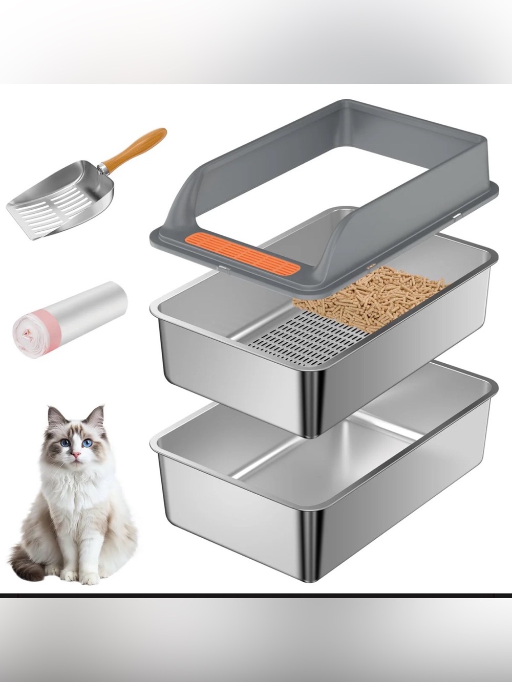 Stainless Steel Cat Litter Box Large